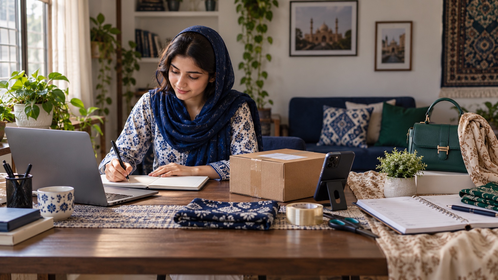 A worker compares an earning app in Pakistan for freelance work, reselling and product sales